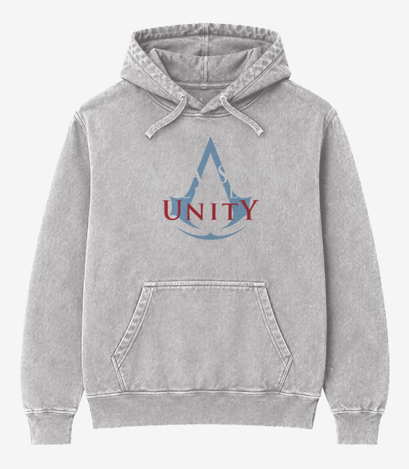 Poleron Canguro Acid Wash Gris Melange de AC - Unity