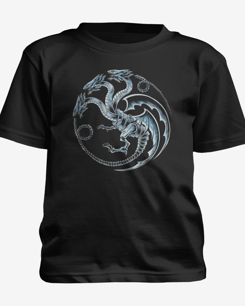Polera de niño Negro de Dragon blanco de ojos azules