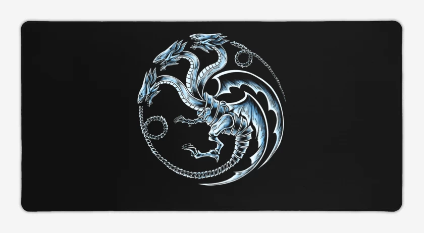 Mouse pad Gamer Negro de Dragon blanco de ojos azules