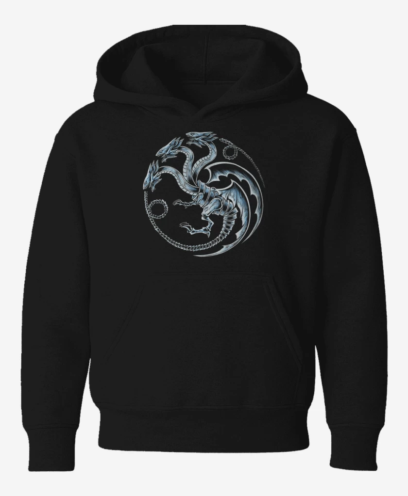 Poleron de niño Negro de Dragon blanco de ojos azules