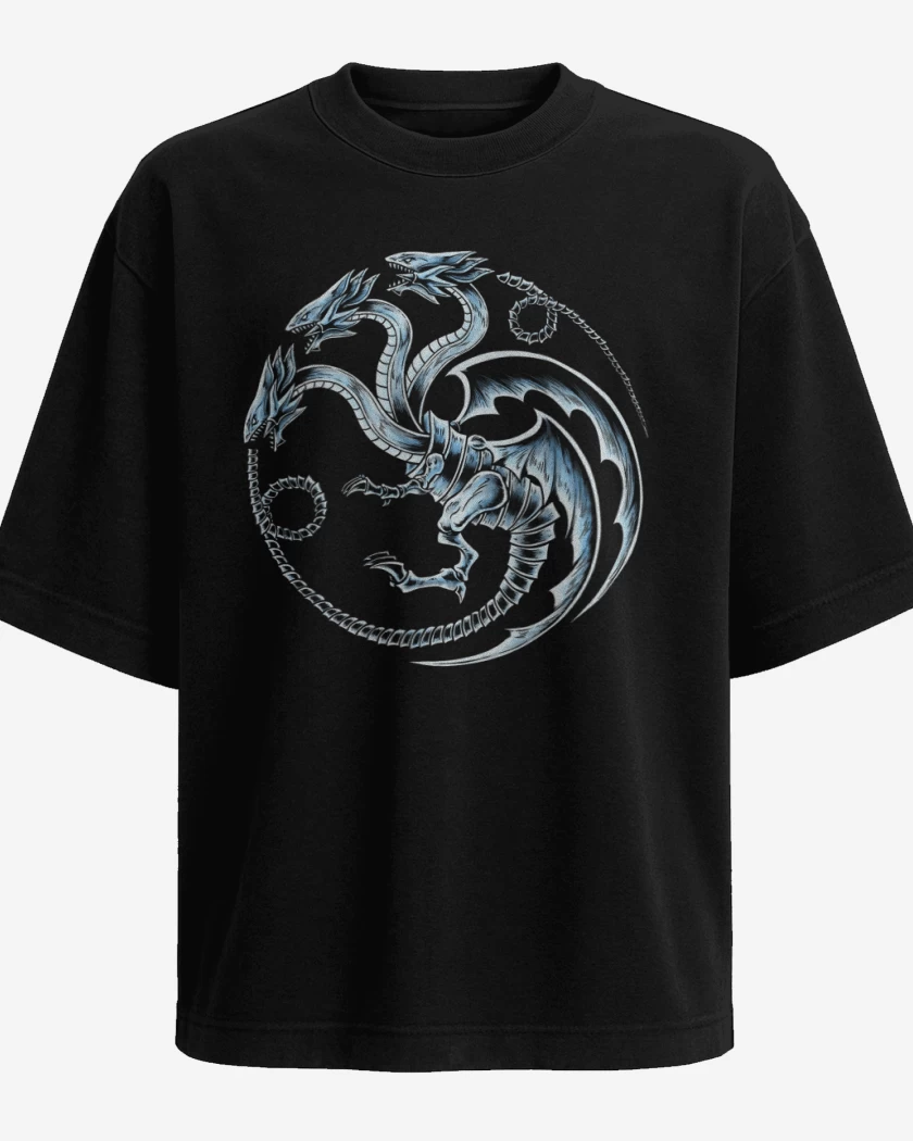 Polera Oversize Dragon blanco de ojos azules