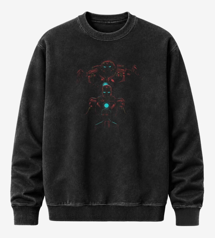 Poleron Polo Acid Wash Negro de Iron man 3