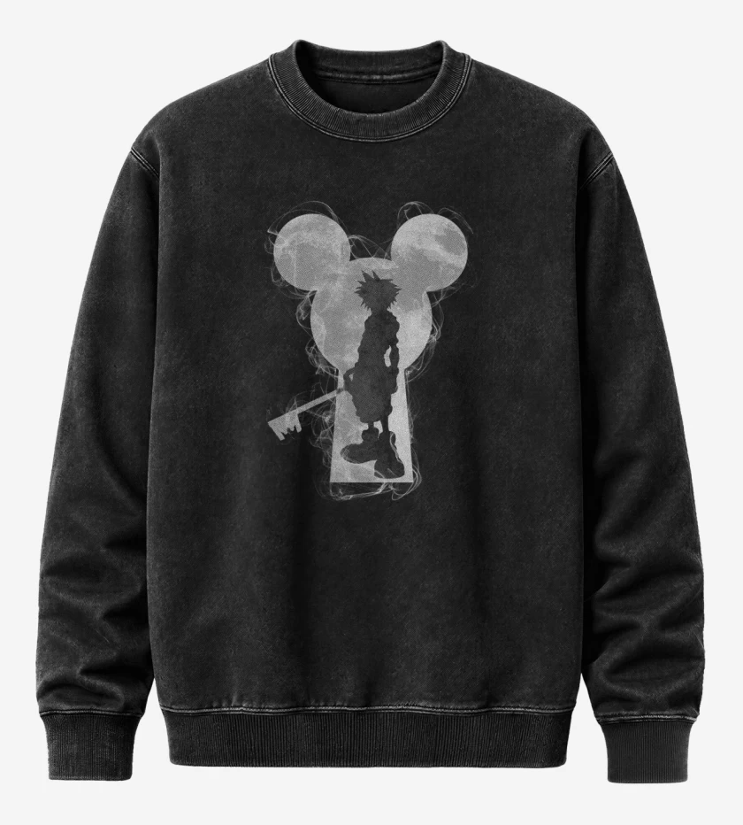 Poleron Polo Acid Wash Negro de Kingdom hearts 3 