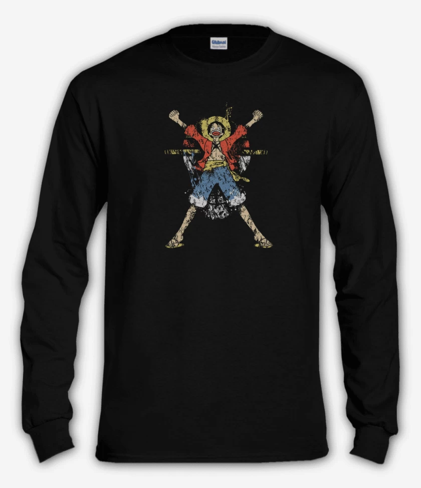 Polera manga larga Negro de Luffy