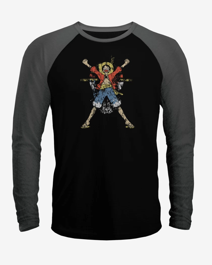 Polera Raglan Negro / Negro Heather de Luffy