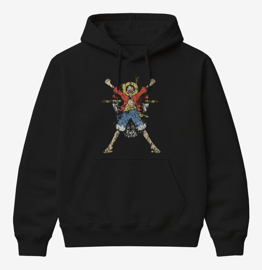 Poleron Canguro básico Negro de Luffy