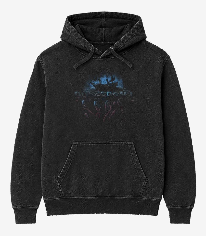 Poleron Canguro Acid Wash Negro de Perla negra