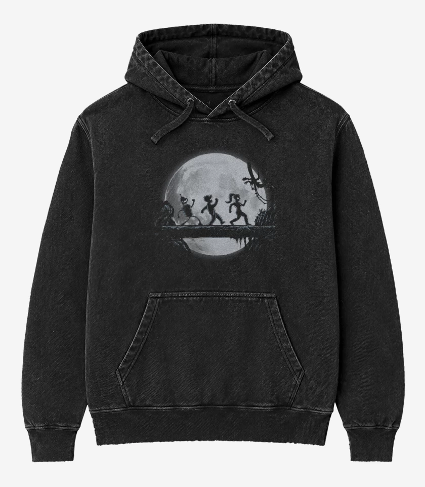 Poleron Canguro Acid Wash Negro de Futurama full color