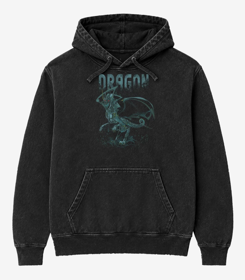 Poleron Canguro Acid Wash Negro de Dragon