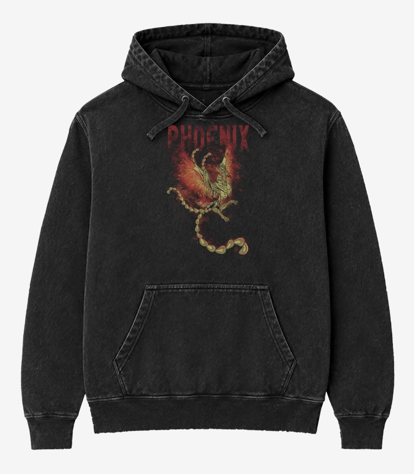 Poleron Canguro Acid Wash Negro de Fenix 3