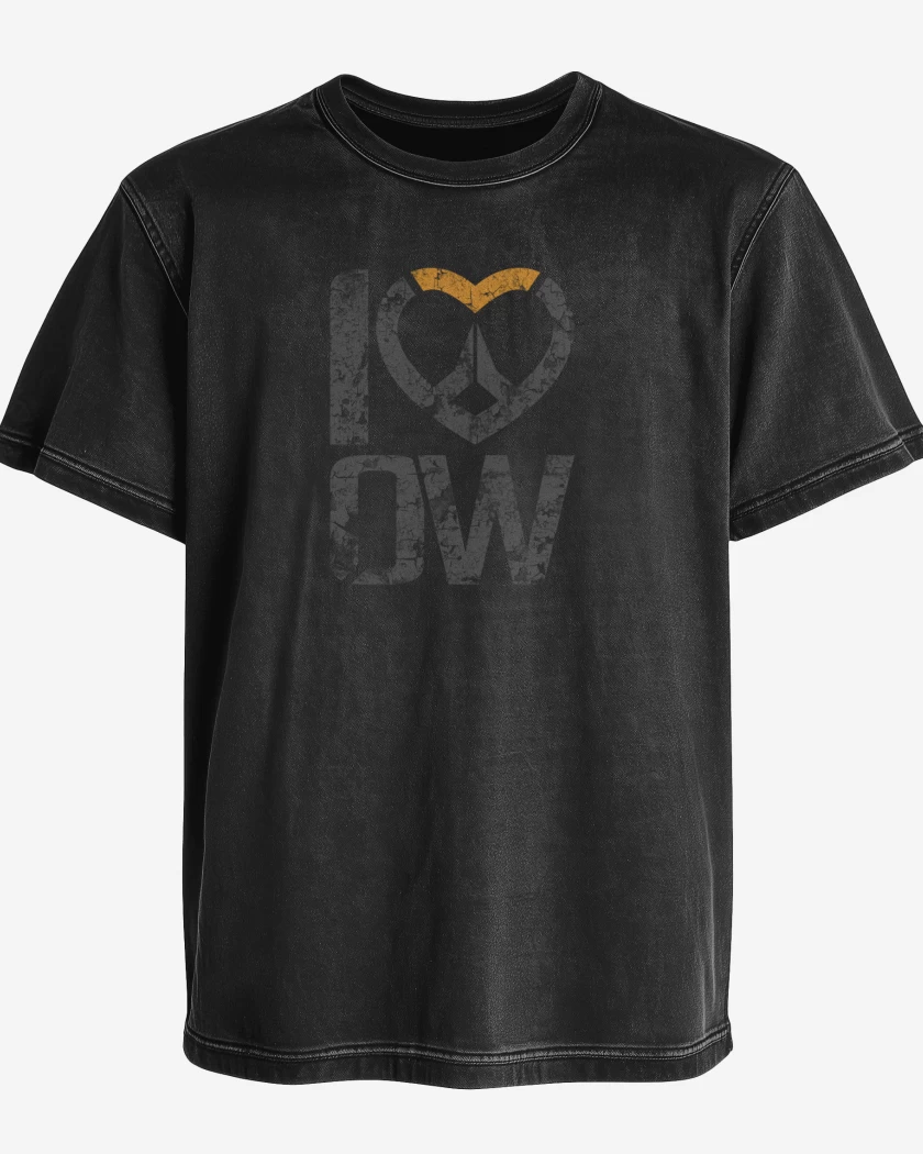 Polera desgastada Negro de i love overwacth