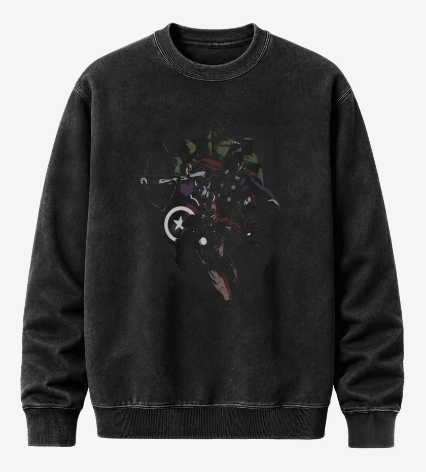 Poleron Polo Acid Wash Negro de Avengers