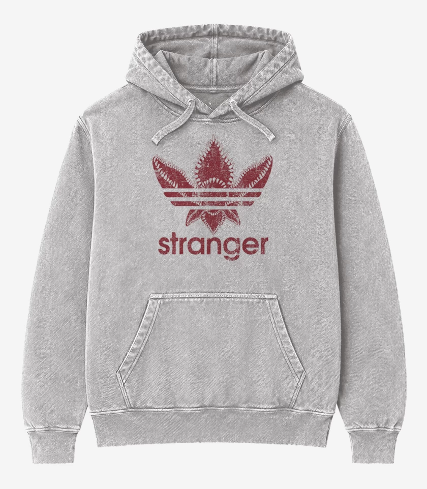 Poleron Canguro Acid Wash Gris Melange de Stranger 