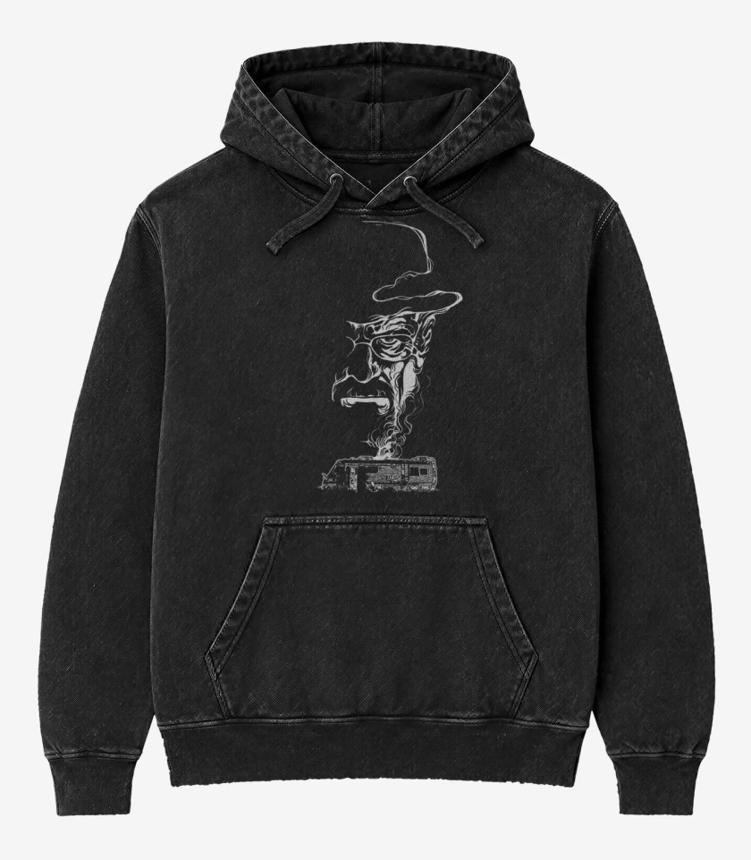 Poleron Canguro Acid Wash Negro de Walter white 2
