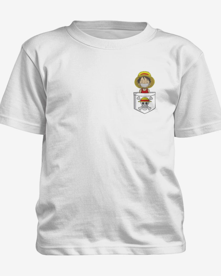 Polera de niño Blanco de Luffy de bolsillo