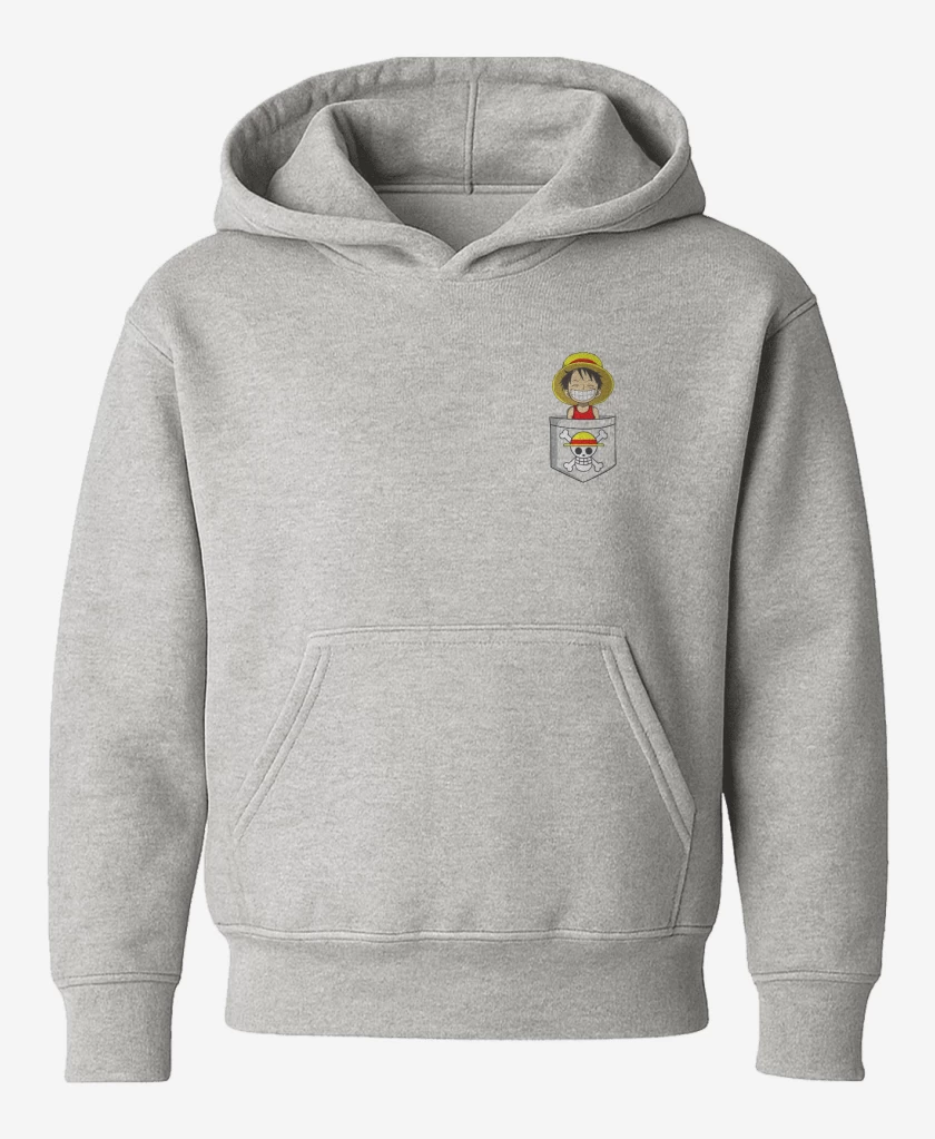 Poleron de niño Gris Melange de Luffy de bolsillo