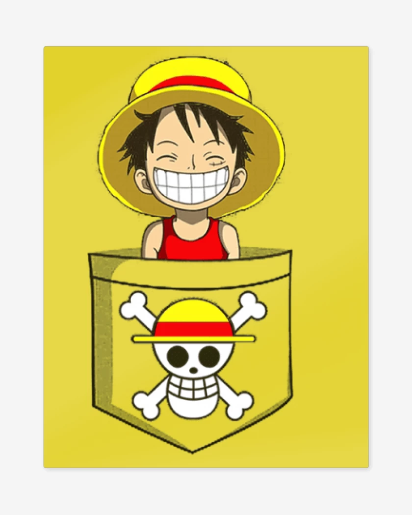Print metalico Amarillo de Luffy de bolsillo