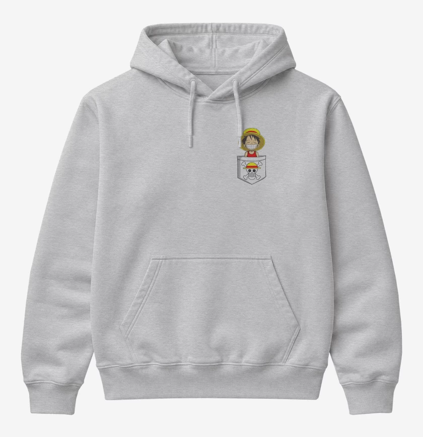 Poleron Canguro básico Gris Melange de Luffy de bolsillo
