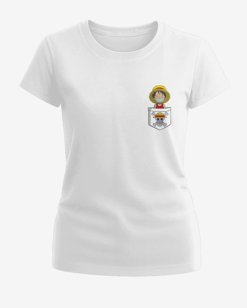 Polera de Mujer Blanco de Luffy de bolsillo