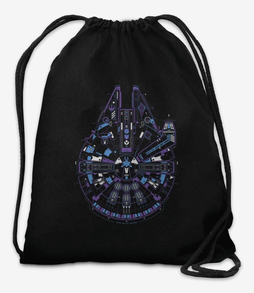 Mochila Negro de Halcon milenario full color
