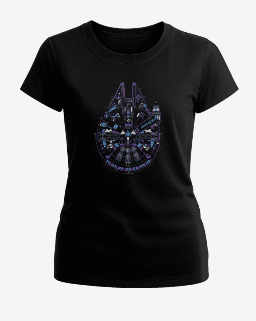 Polera de Mujer Negro de Halcon milenario full color