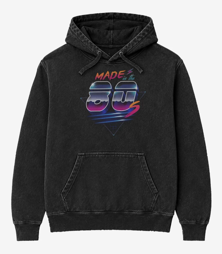Poleron Canguro Acid Wash Negro de Made in the 80s