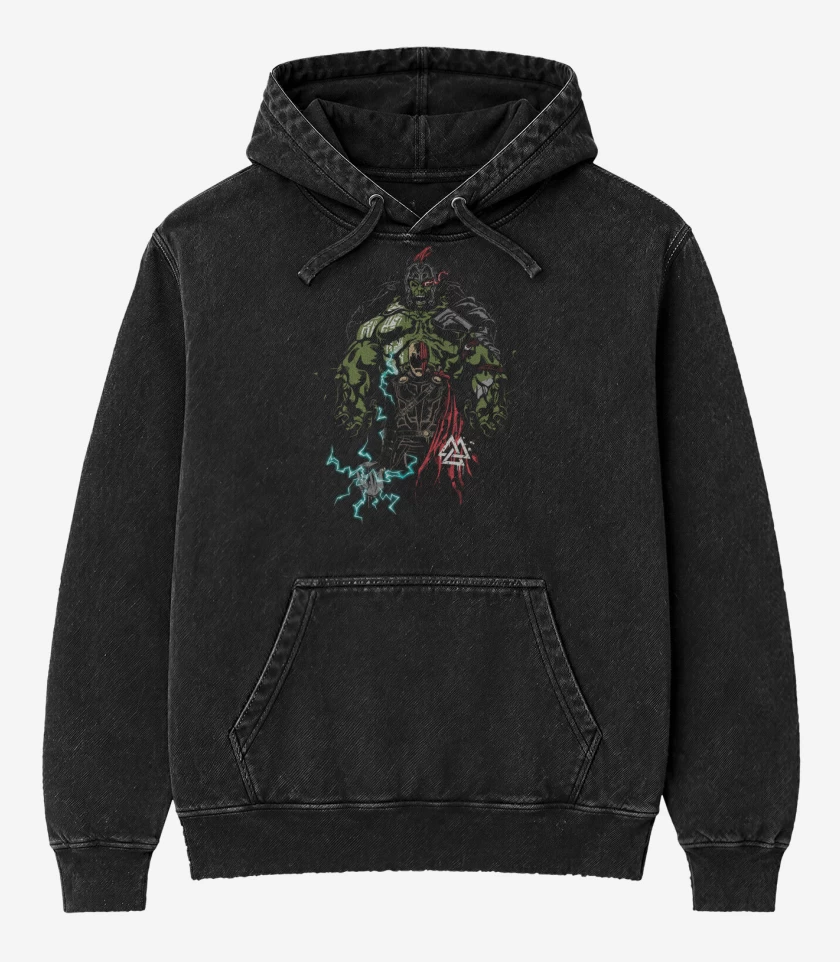 Poleron Canguro Acid Wash Negro de Thor ragnarok 4