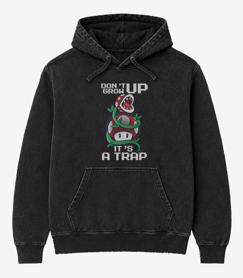 Poleron Canguro Acid Wash Negro de Its a trap