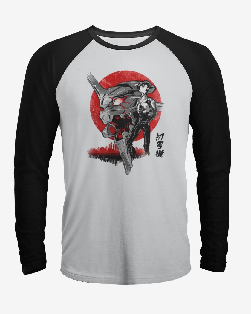 Polera Raglan Blanco / Negro de evangelion