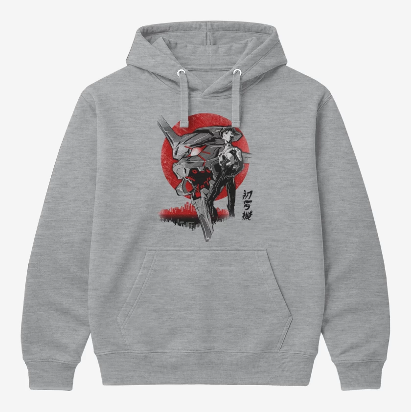 Polerón Canguro Gris Melange de evangelion