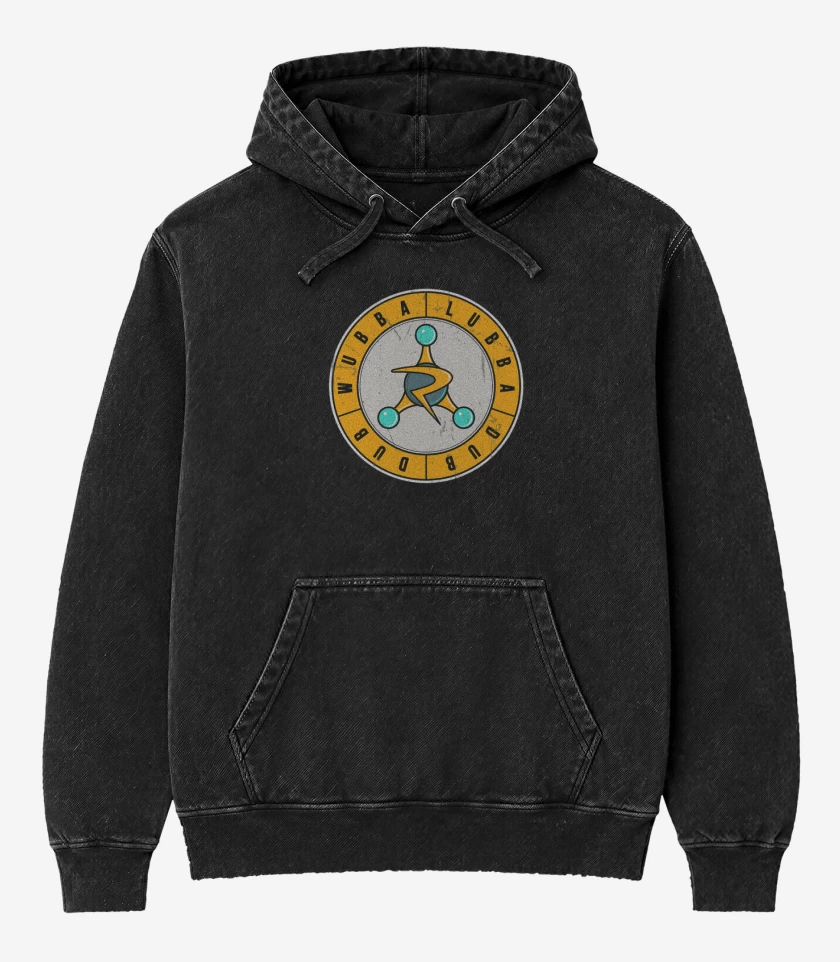Poleron Canguro Acid Wash Negro de R