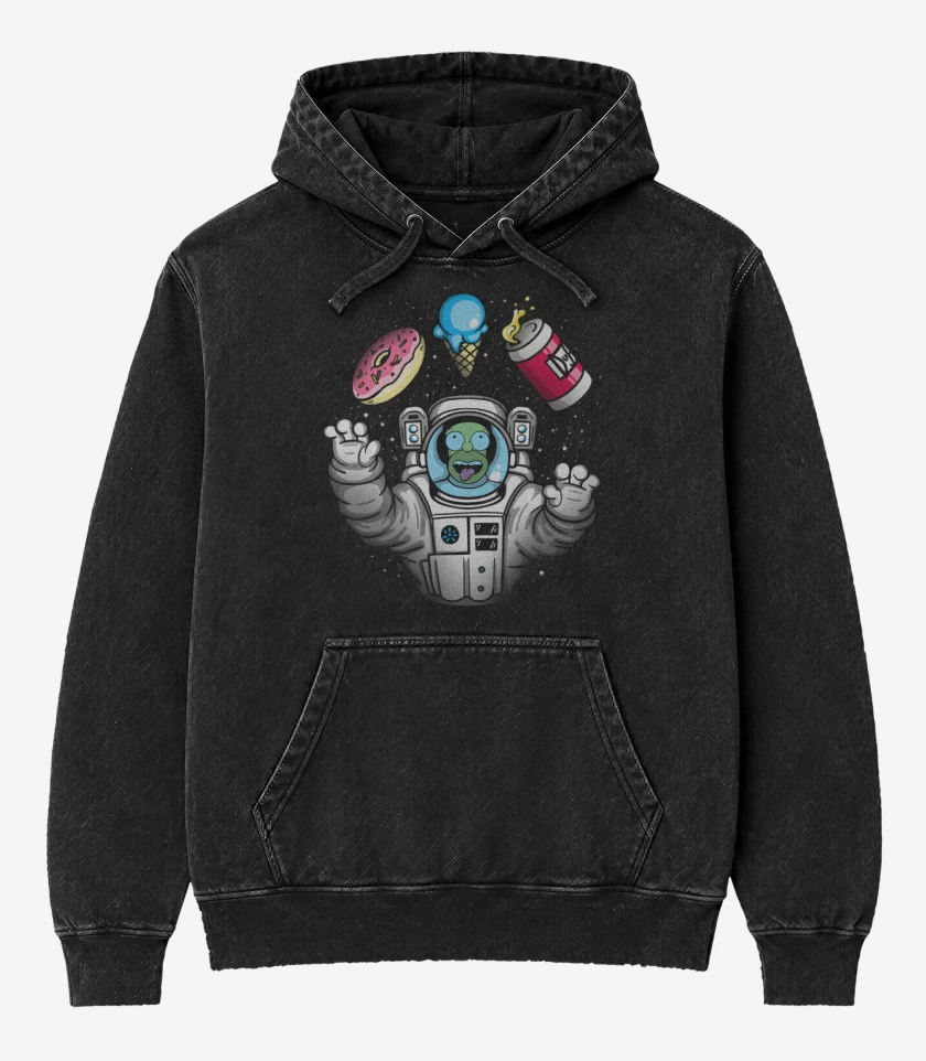 Poleron Canguro Acid Wash Negro de Homero espacio