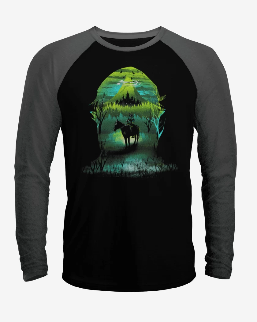 Polera Raglan Negro / Negro Heather de zelda full color