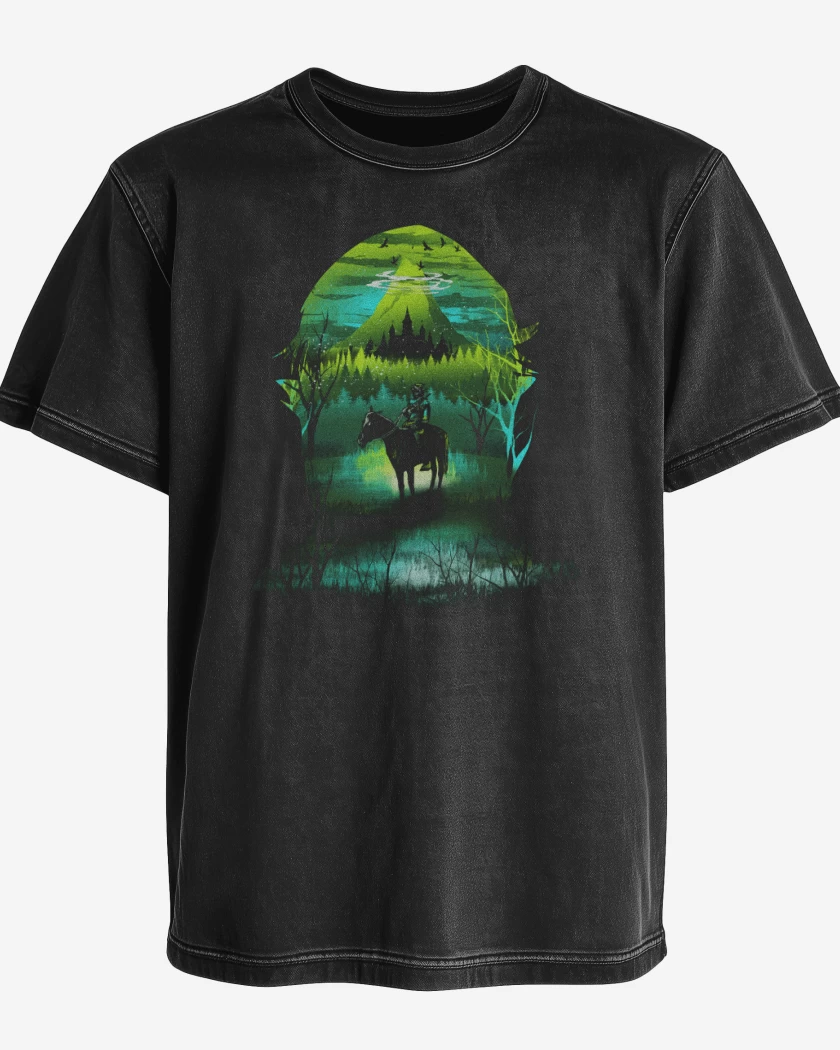 Polera desgastada Negro de zelda full color