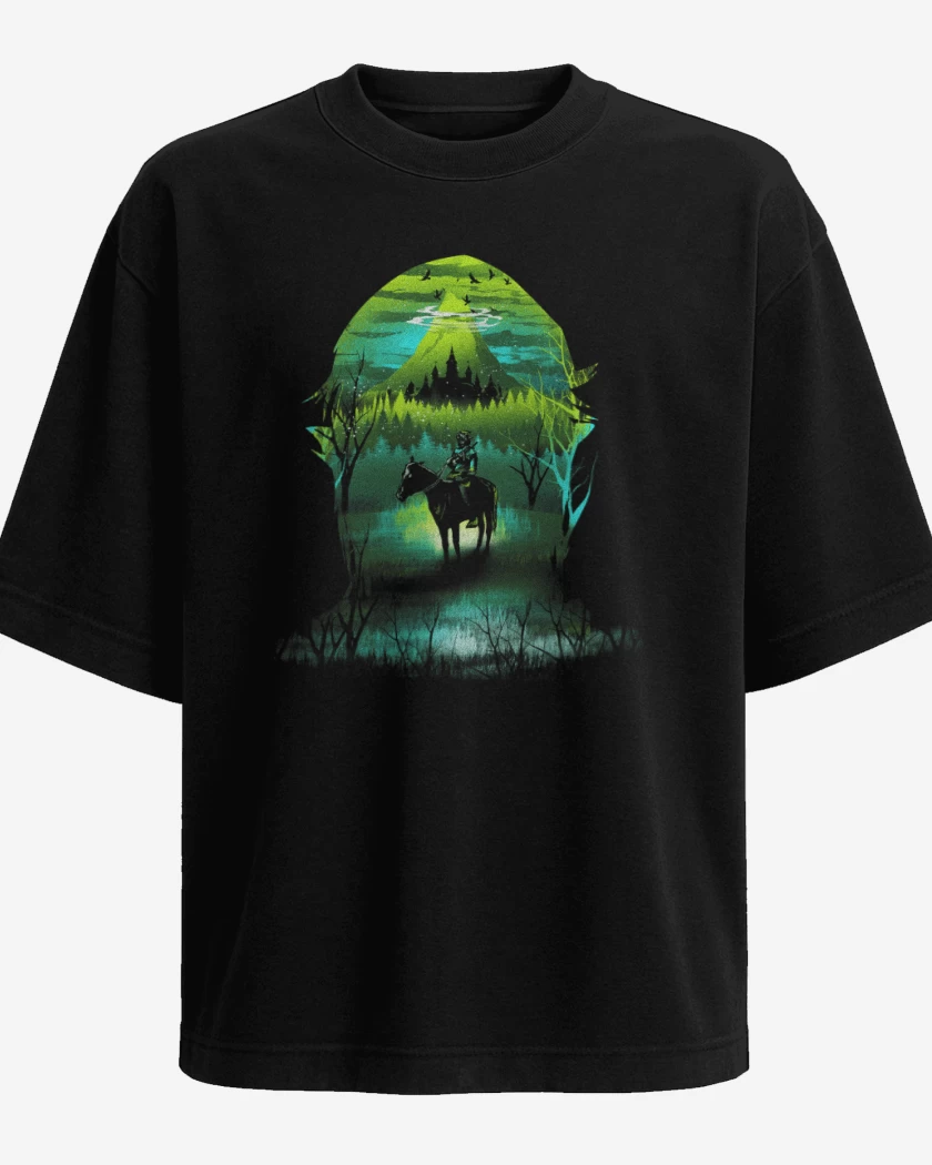 Polera Oversize Negro de zelda full color