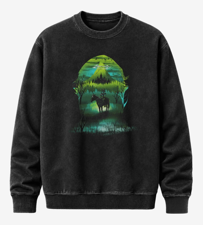 Poleron Polo Acid Wash Negro de zelda full color