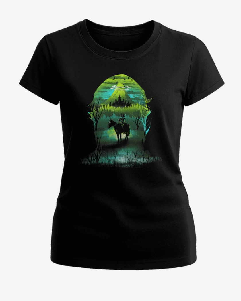Polera de Mujer Negro de zelda full color