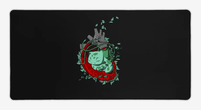 Mouse pad Gamer Negro de corazon bulbasaur