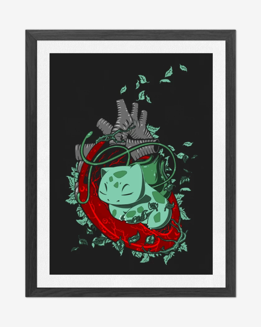 Cuadro decorativo Negro de corazon bulbasaur