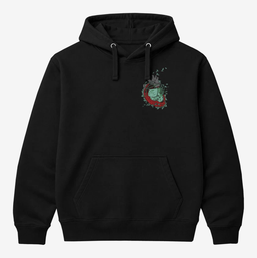 Polerón Canguro Negro de corazon bulbasaur