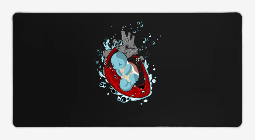 Mouse pad Gamer Negro de corazon squirtle