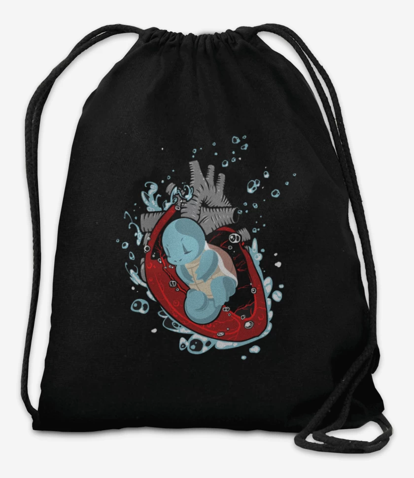 Mochila Negro de corazon squirtle