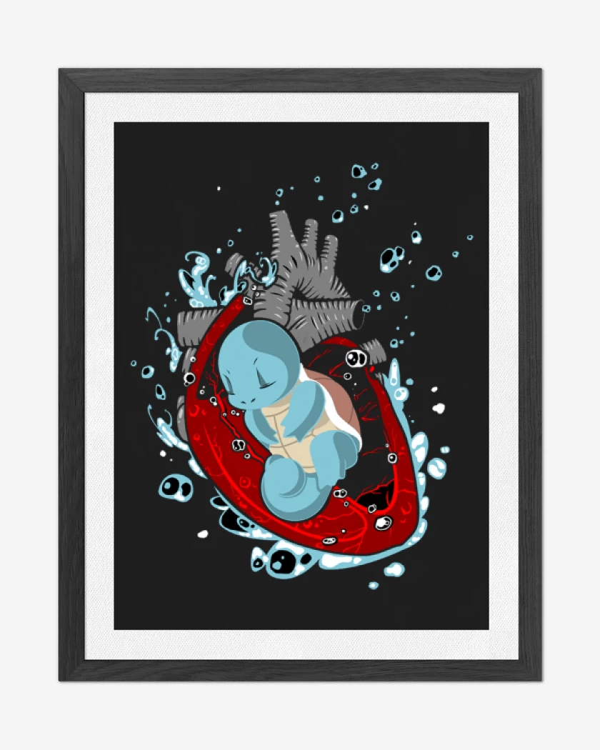 Cuadro decorativo Negro de corazon squirtle