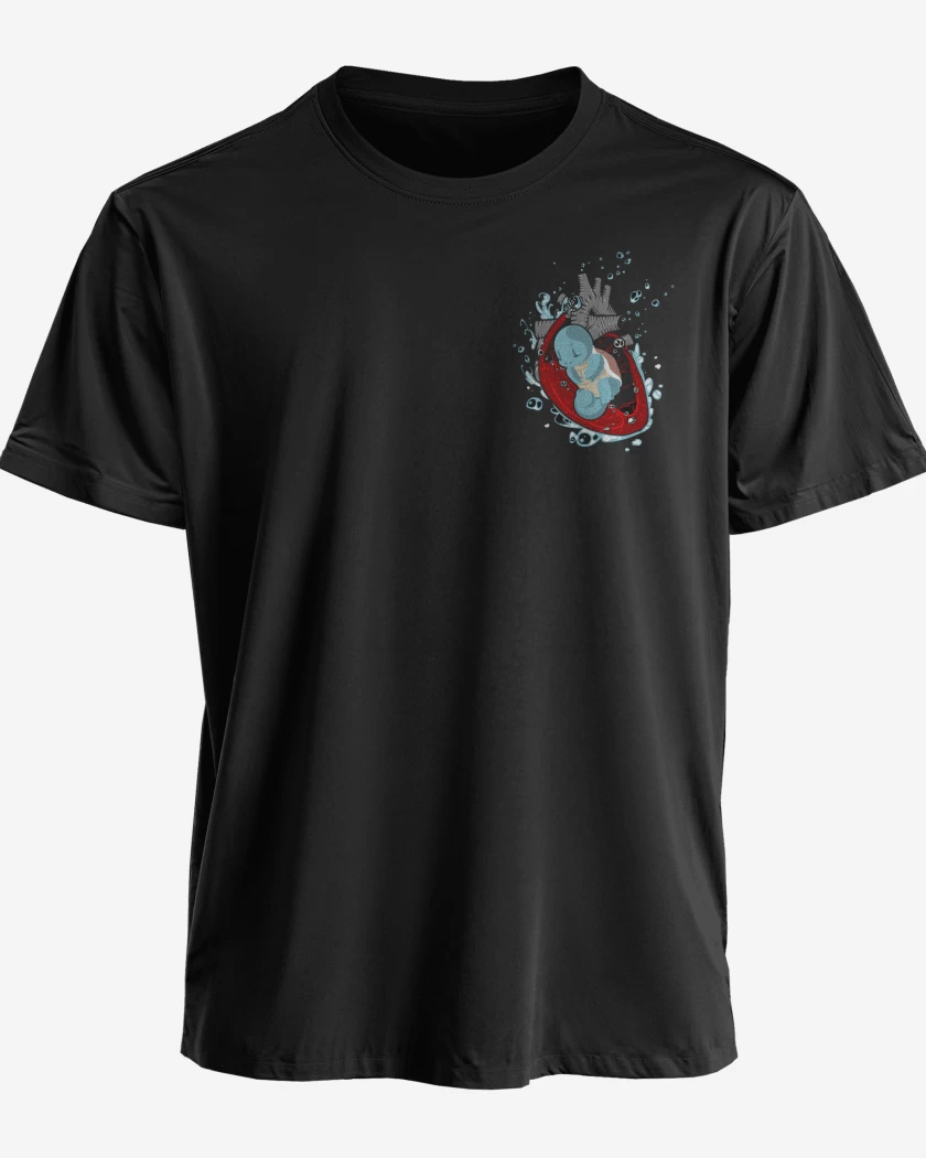 Polera premium Negro de corazon squirtle