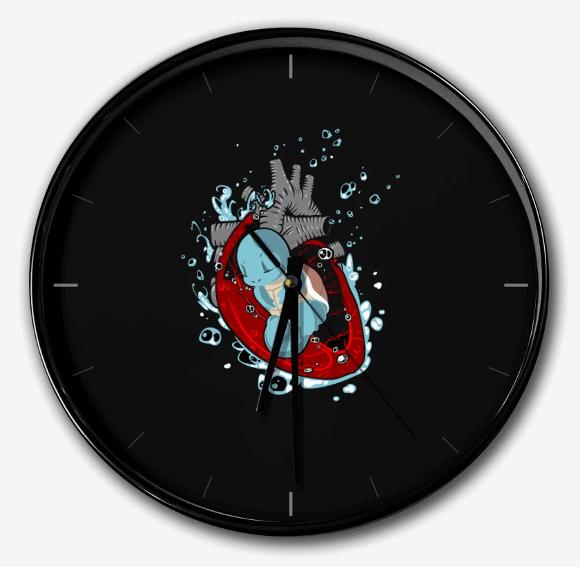 Reloj Negro de corazon squirtle