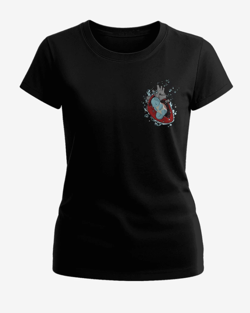 Polera de Mujer Negro de corazon squirtle