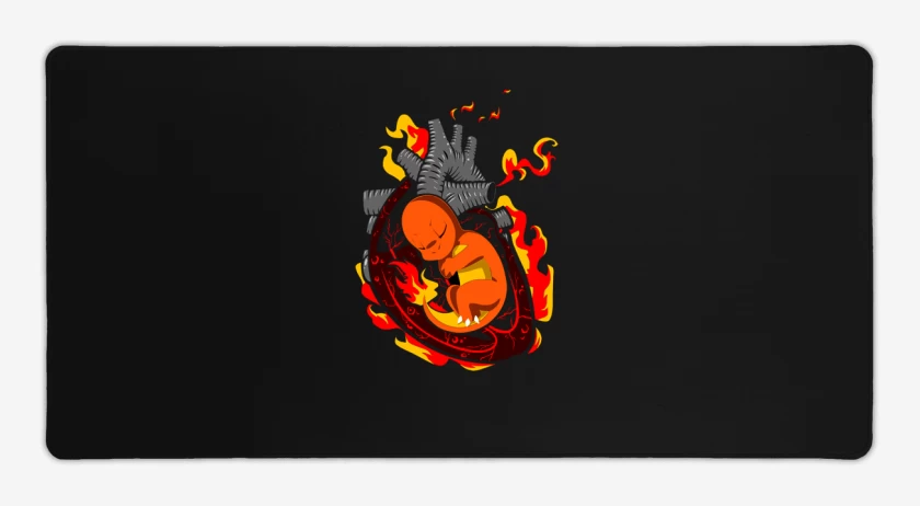 Mouse pad Gamer Negro de corazon charmander