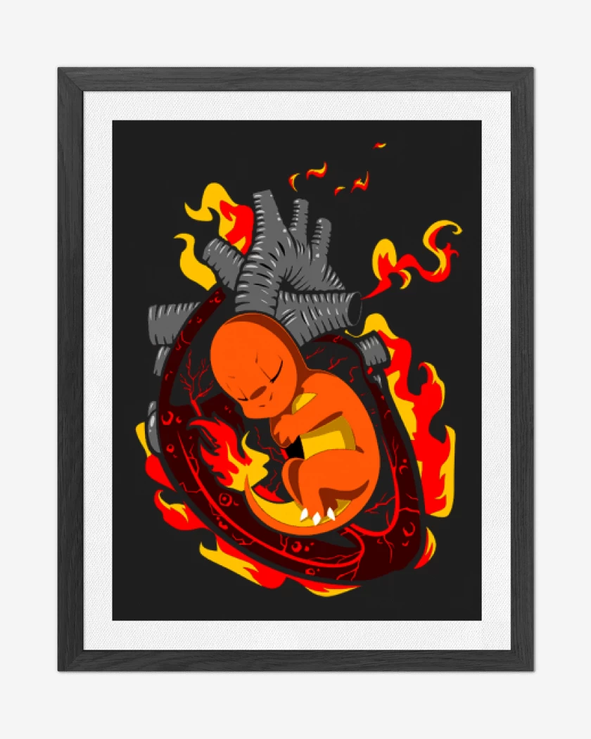 Cuadro decorativo Negro de corazon charmander