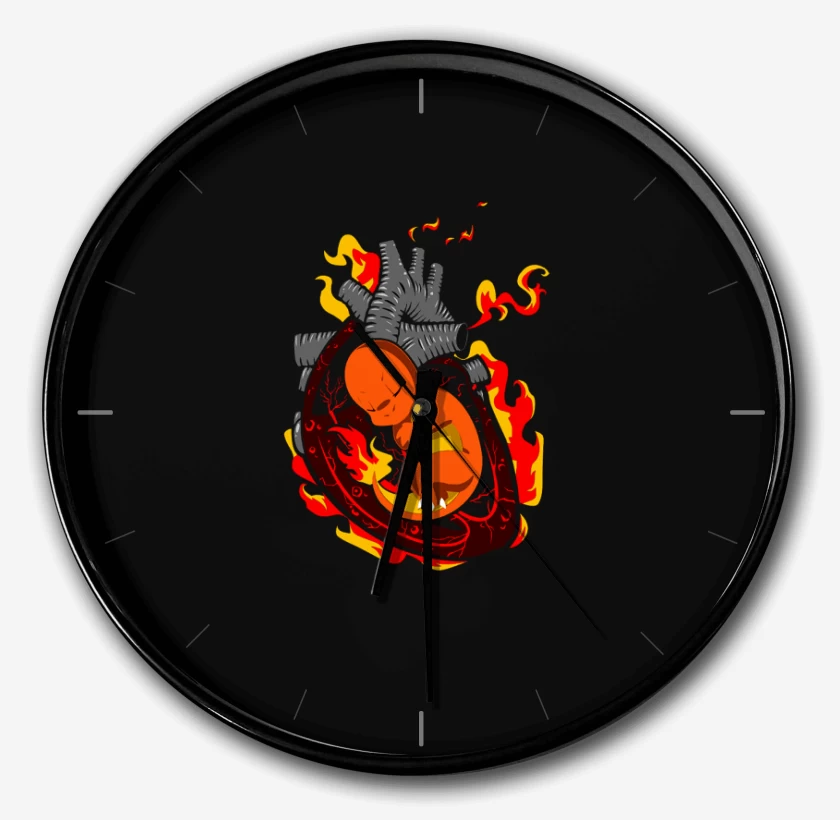 Reloj Negro de corazon charmander
