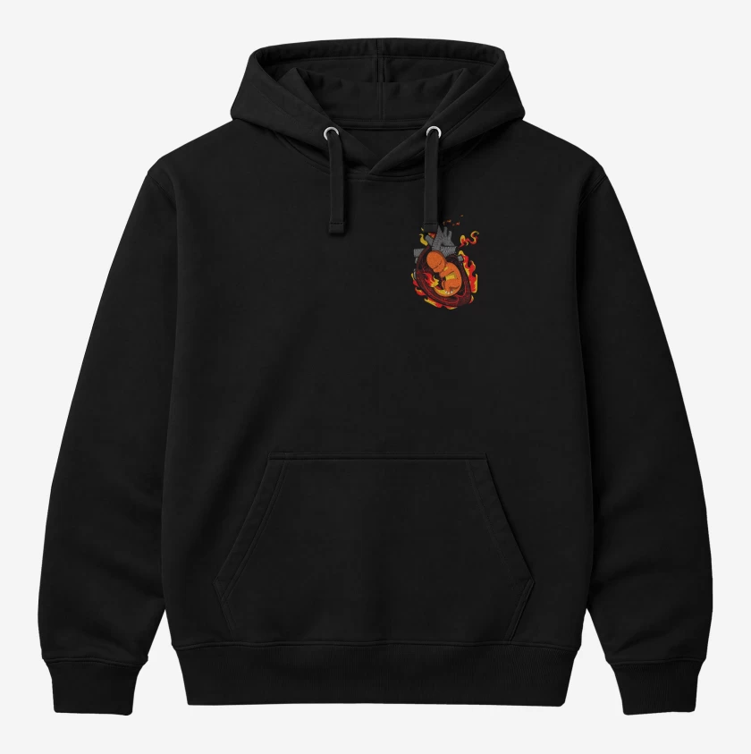 Polerón Canguro Negro de corazon charmander